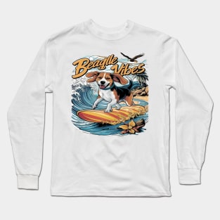 Majestic Beagle Conquers the Wave Surfing Long Sleeve T-Shirt